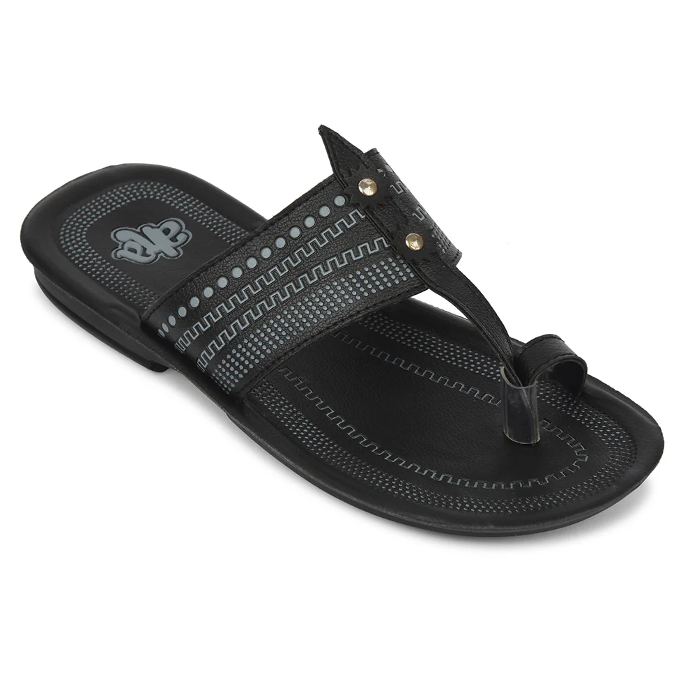 A-HA Black Casual Flat Sandal For Men MPU-62 By Liberty