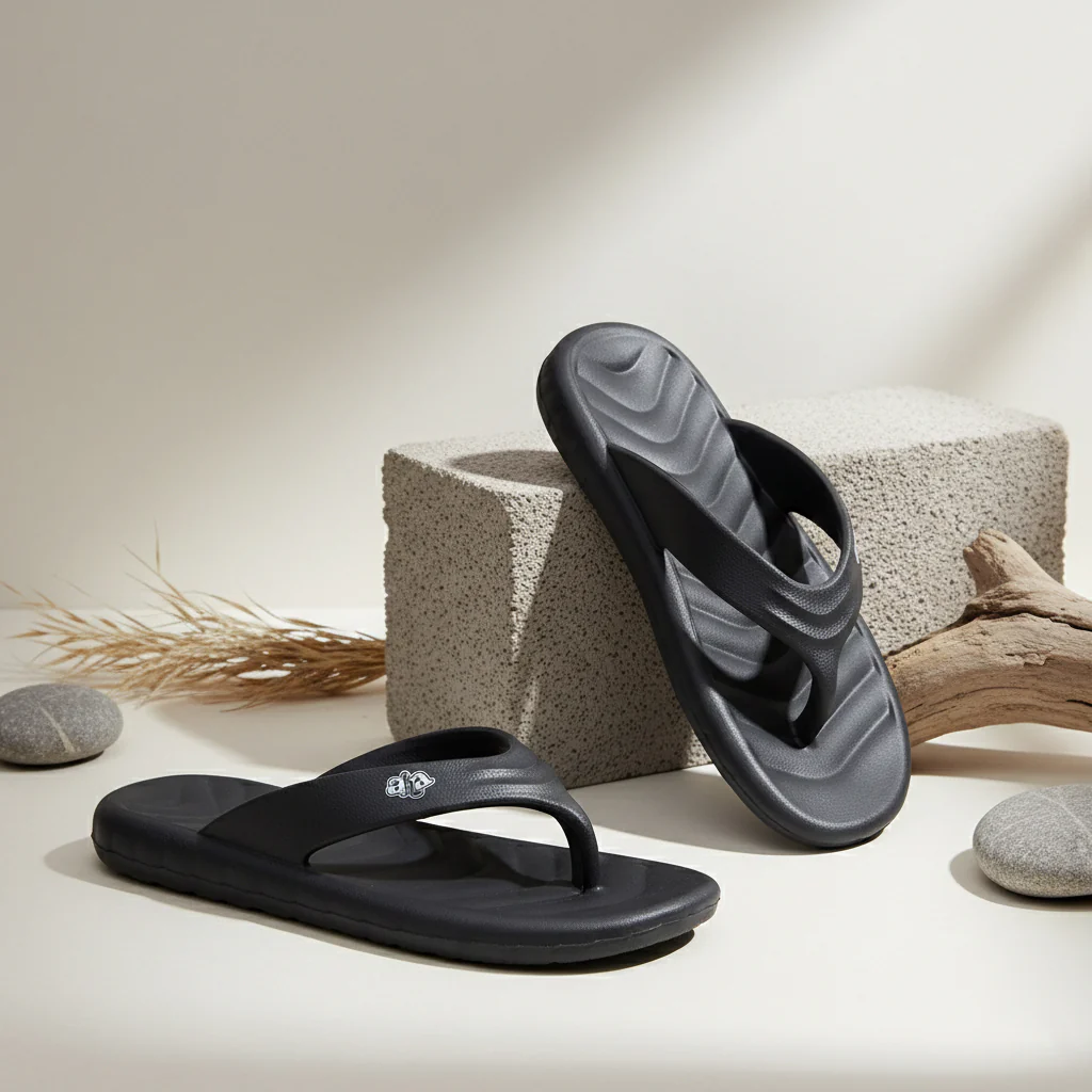 A-HA Black Casual Slip on Slippers for Men LSC-1E By Liberty - Image 2
