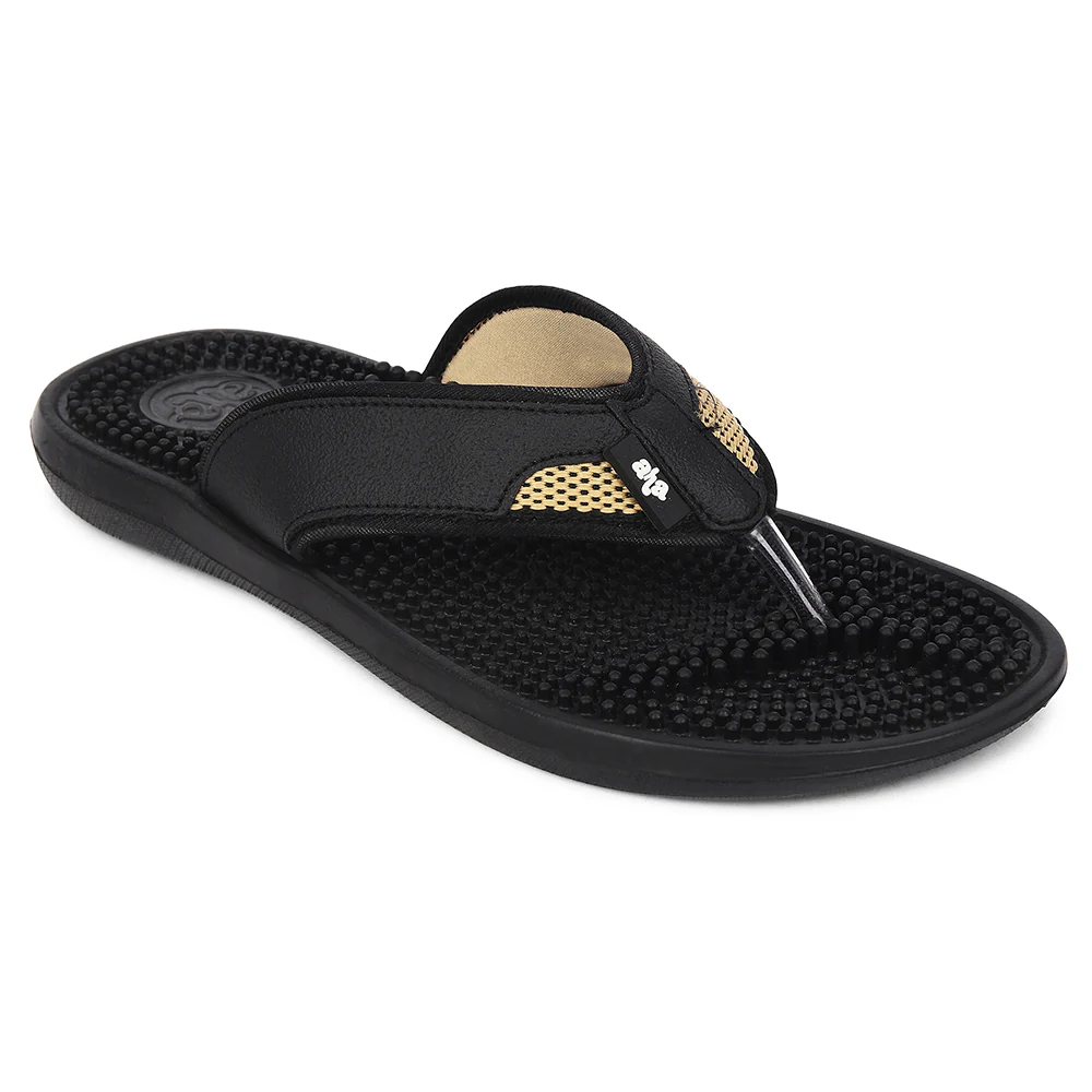 A-HA Black Casual Slipper For Men ACCUPRO1E By Liberty