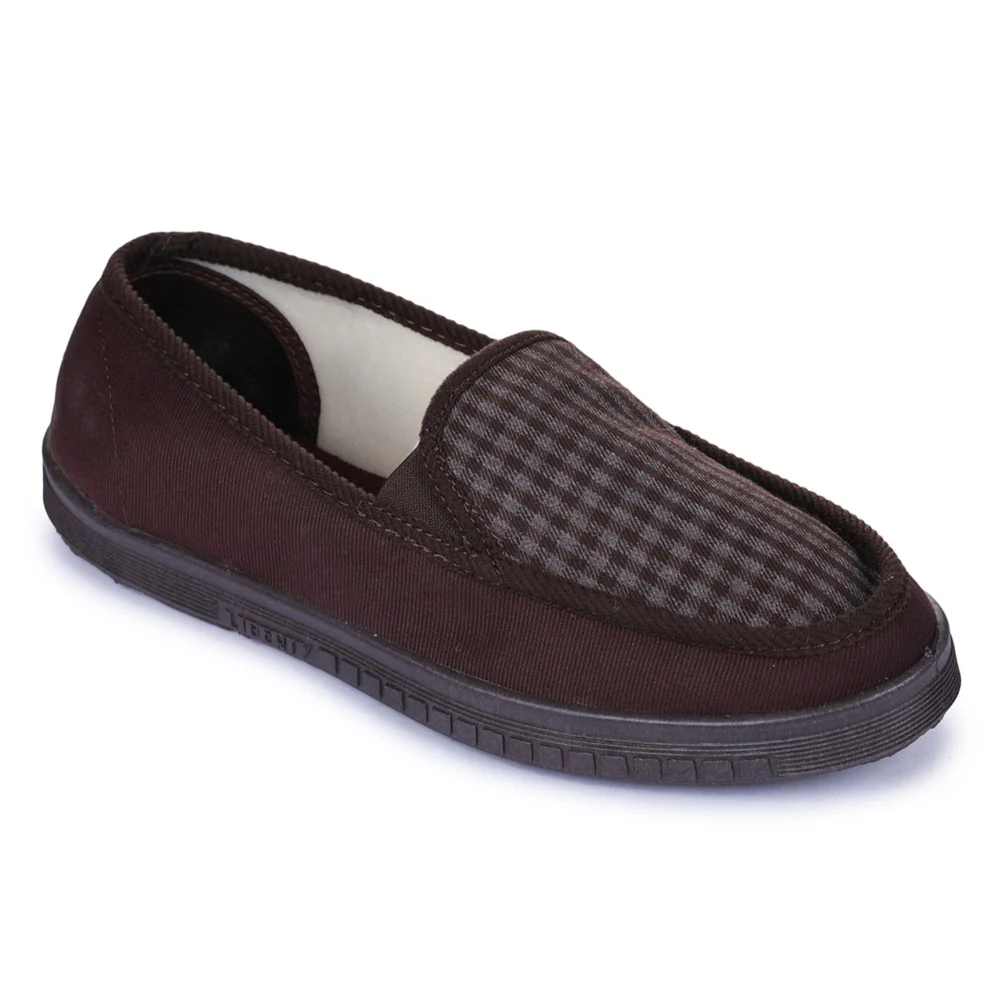 A-HA Brown Casual Check Non Lacing Shoes For Men WALKER-E By Liberty