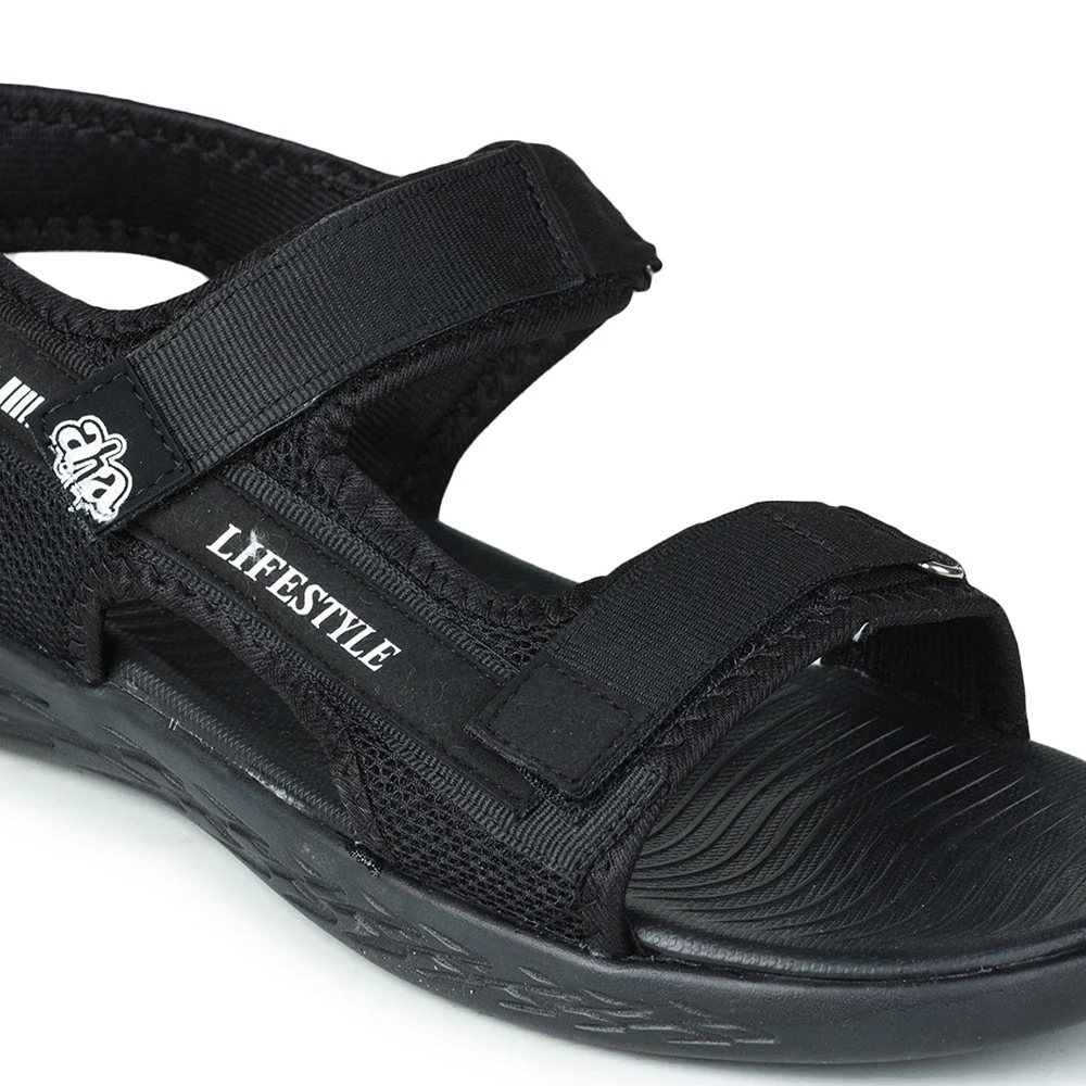 A-HA Casual Black Sandals For Men IMPACT-8 By Liberty - Image 5