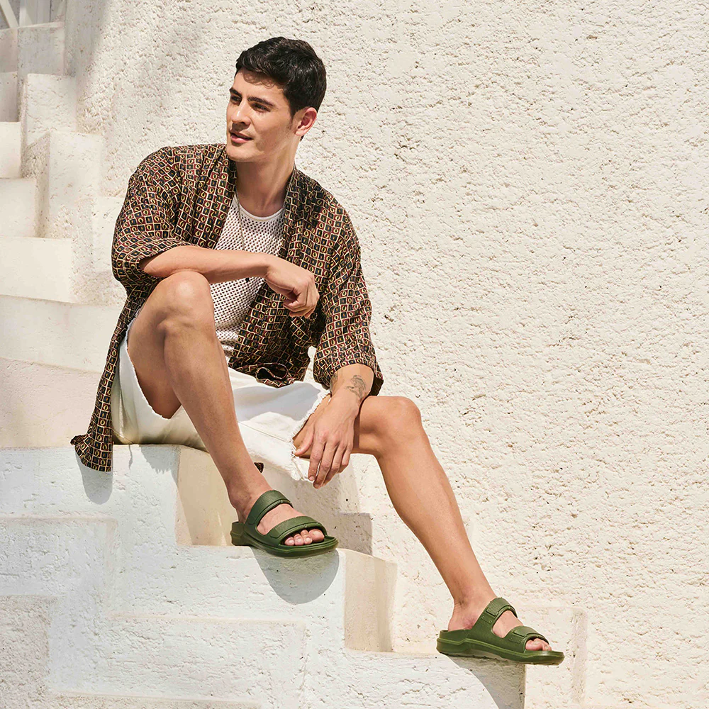 A-HA Olive Green Casual Slides For Men FDL-2 By Liberty - Image 4
