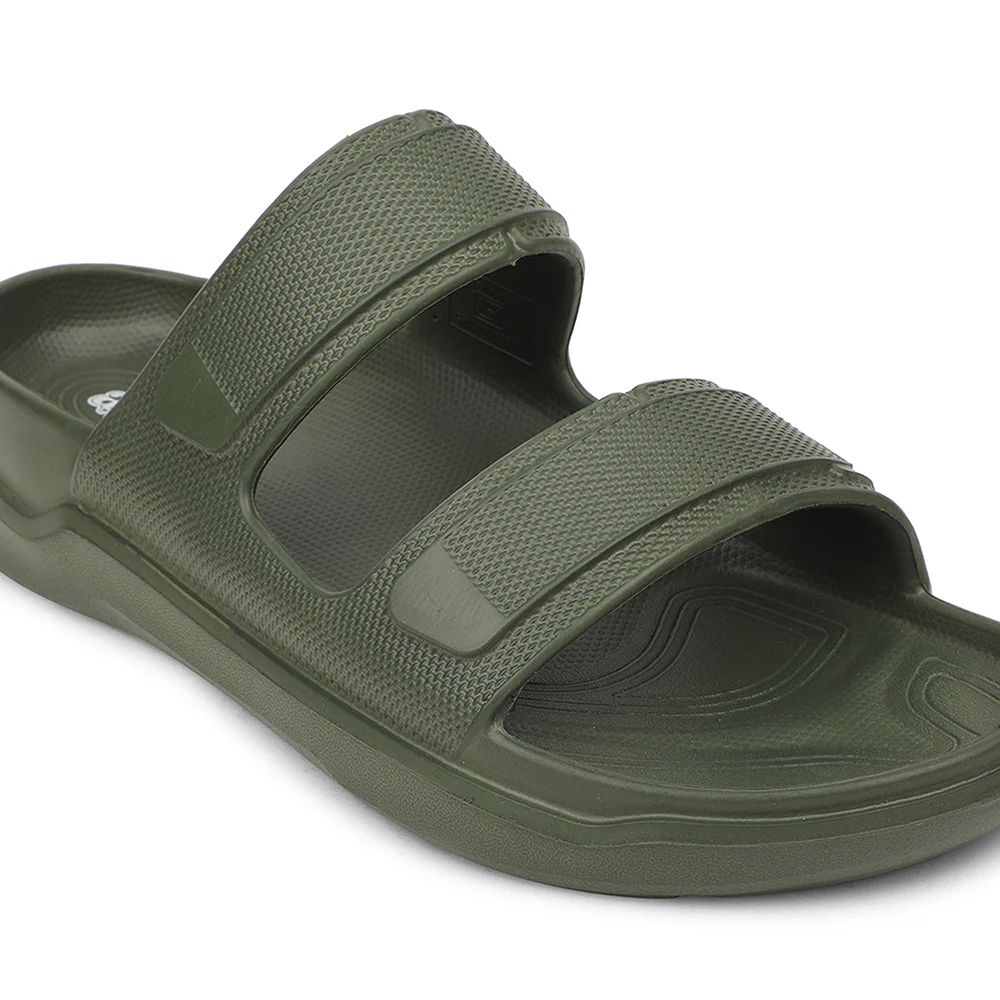 A-HA Olive Green Casual Slides For Men FDL-2 By Liberty - Image 5