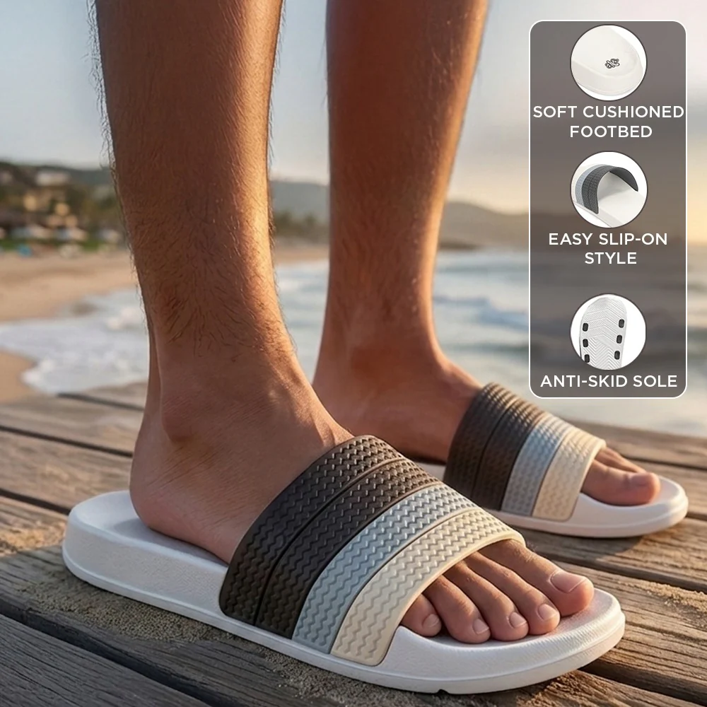A HA PRIMGO-E Blue Casual Slip on Slides for Men by Liberty - Image 3