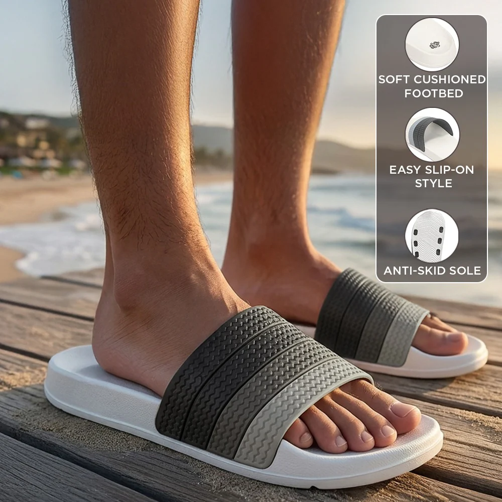 A HA PRIMGO-E Grey Casual Slip on Slides for Men by Liberty - Image 3