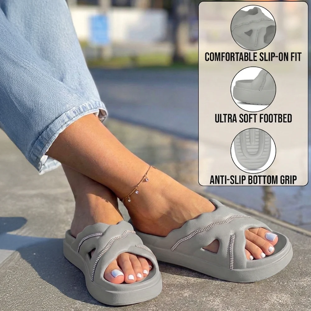 A-HA RESTWALK Light Grey casual slides for women by Liberty - Image 2