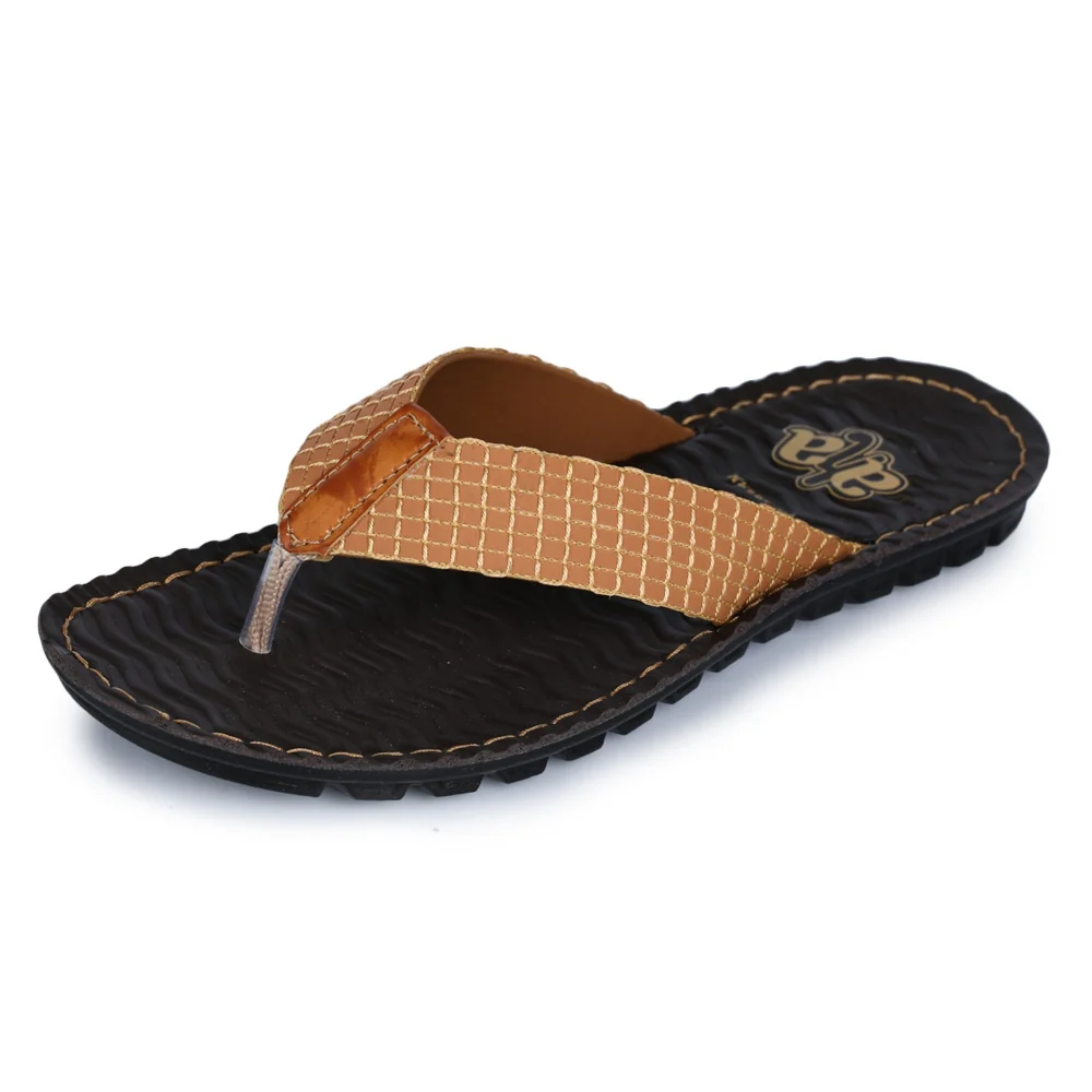 A-HA Tan Casual Slippers For Men 2137-11 By Liberty - Image 4