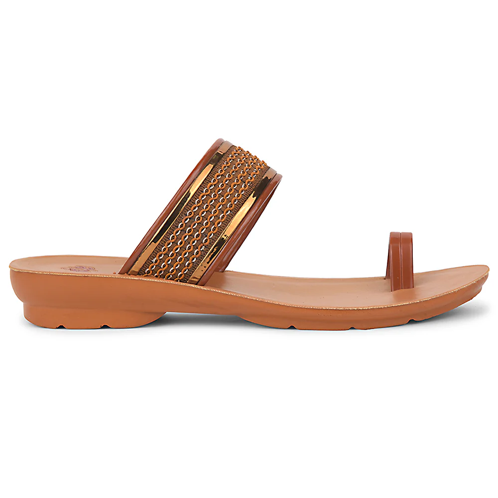 A-HA Tan Casual Toe Ring Slipper For Women LPU-14 By Liberty - Image 2