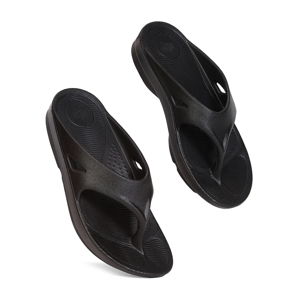 A-HA BOUNCE Black Casual Slip on Slippers for Men by Liberty - Image 5