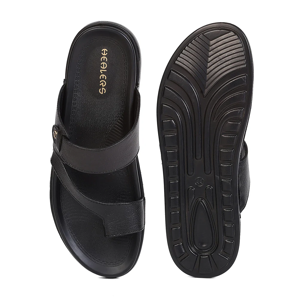 Healers WONDER-10 Black Formal Slip on Slippers for Men By Liberty - Image 4