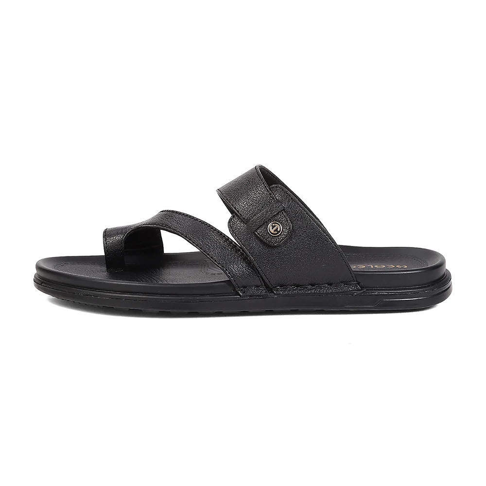 Healers WONDER-10 Black Formal Slip on Slippers for Men By Liberty - Image 5