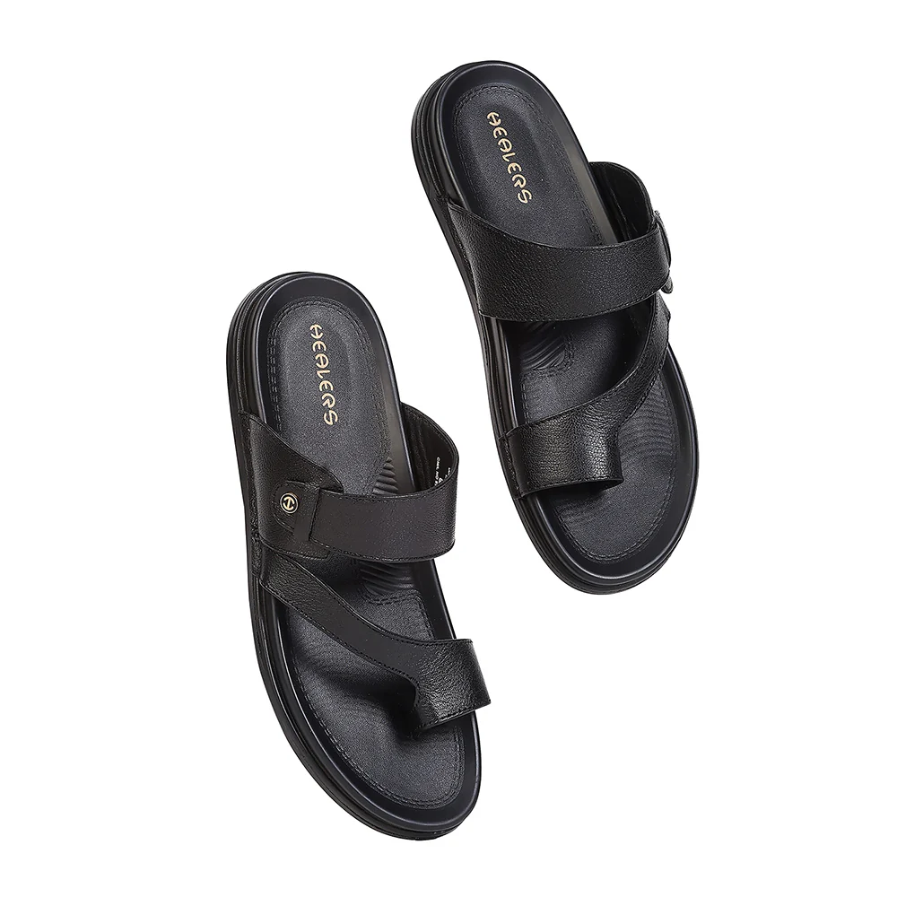 Healers WONDER-10 Black Formal Slip on Slippers for Men By Liberty - Image 6