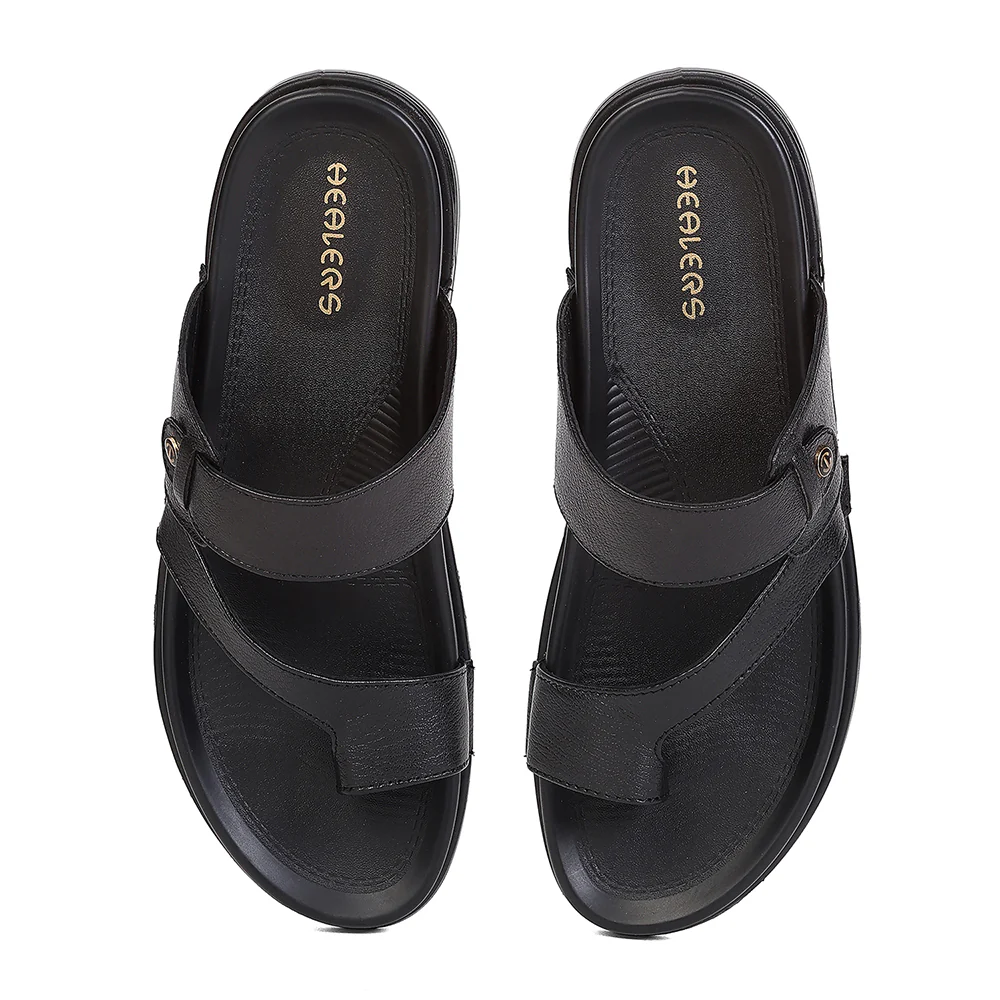 Healers WONDER-10 Black Formal Slip on Slippers for Men By Liberty - Image 8