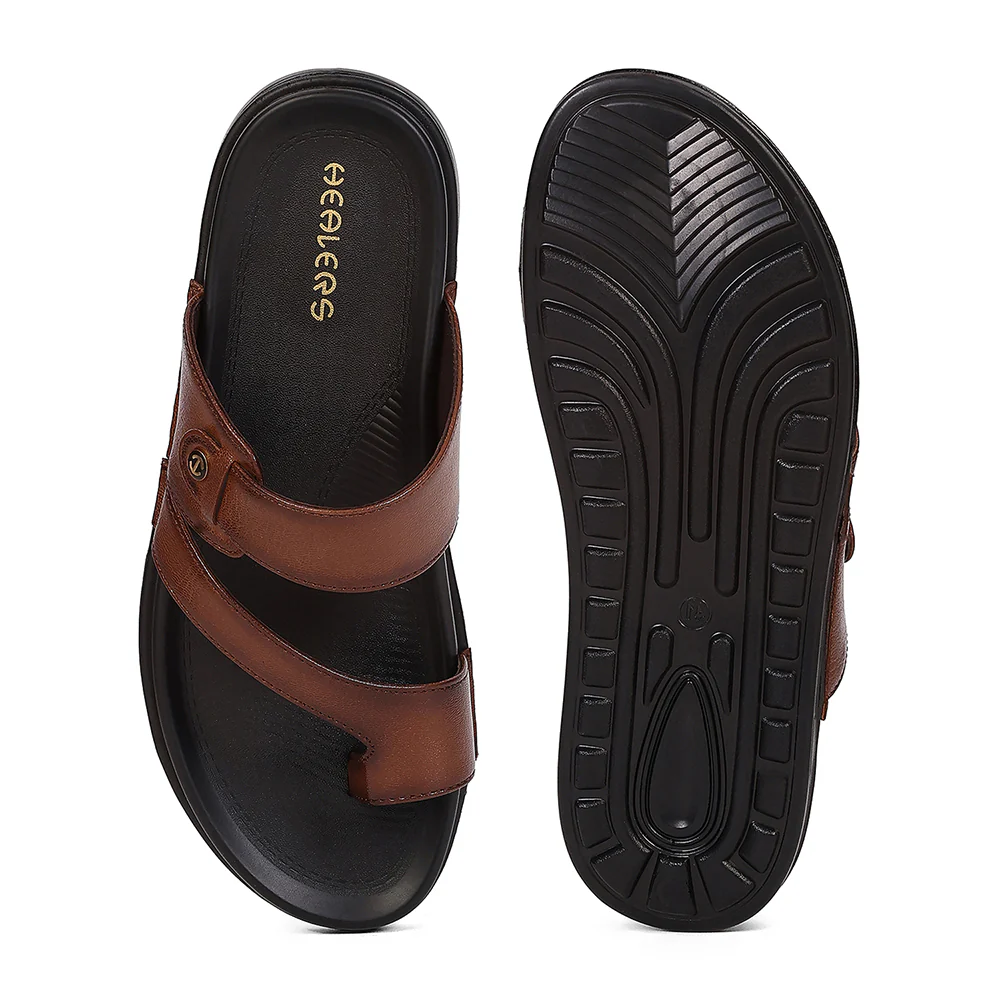Healers WONDER-10 Tan Formal Slip on Slippers for Men By Liberty - Image 4