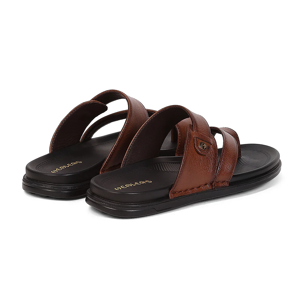 Healers WONDER-10 Tan Formal Slip on Slippers for Men By Liberty - Image 5