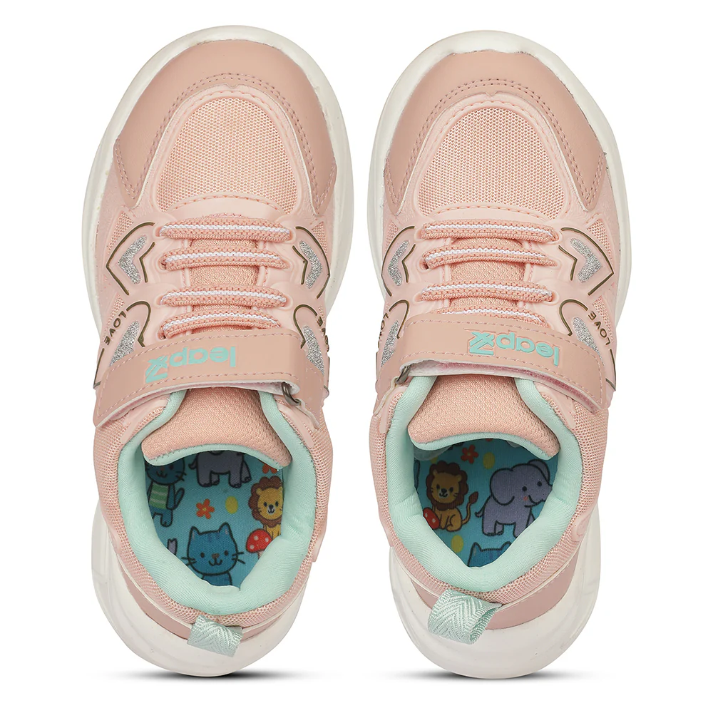 Leap7X WALTER-1V Peach Sports Non Lacing Walking Shoes for Kids by Liberty - Image 5