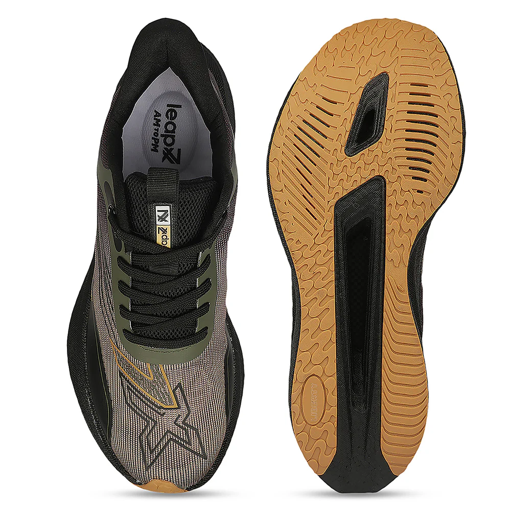 Leap7X ZLP-XM-19 Olive Green Sports Lacing Running Shoes for Men By Liberty - Image 4