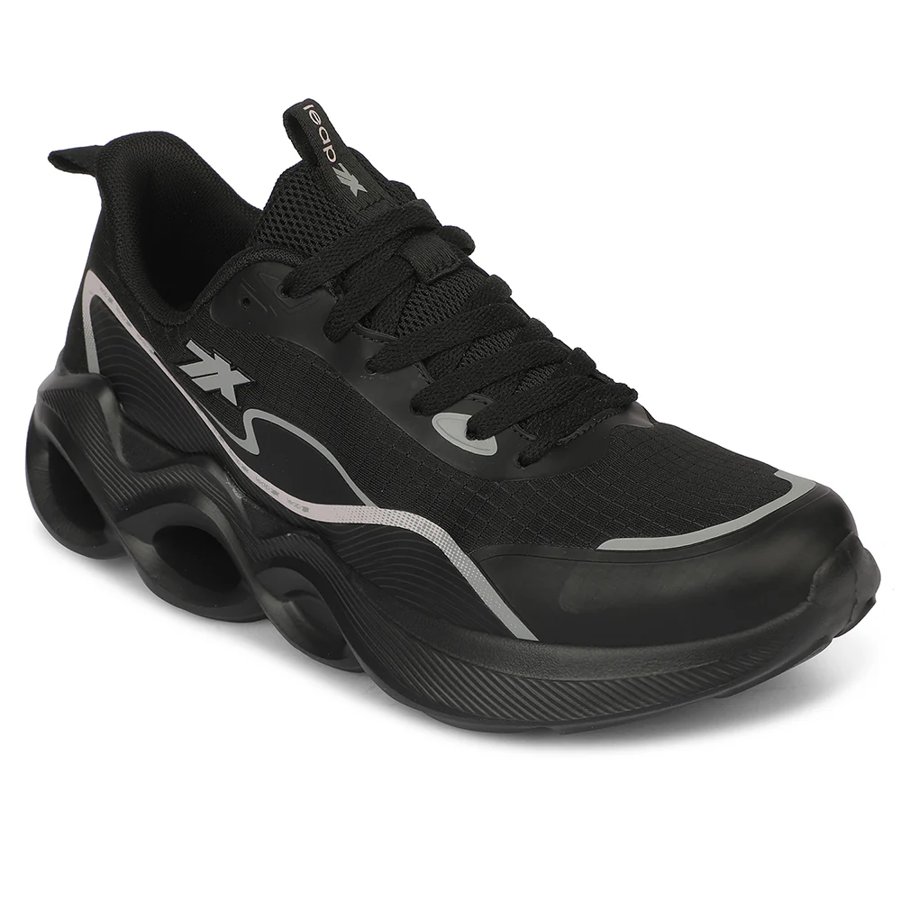 Leap7X ZQ-DWM-01 Airflow Outsoles Black Sports Non Lacing Walking Shoes for Men by Liberty