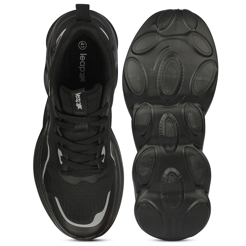 Leap7X ZQ-DWM-01 Airflow Outsoles Black Sports Non Lacing Walking Shoes for Men by Liberty - Image 4