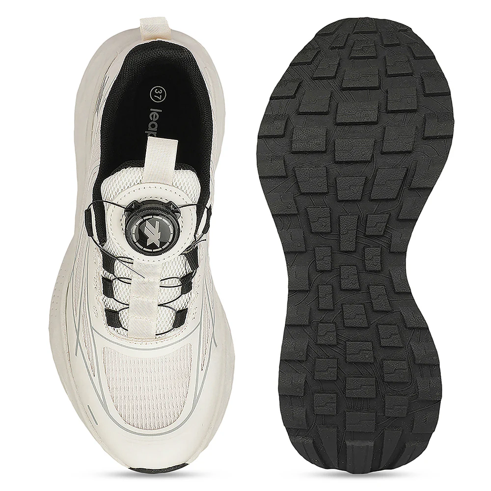 Leap7X ZQ-WFL-04 Off White Twist & Go Sports Non Lacing Walking Shoes for Women By Liberty - Image 4