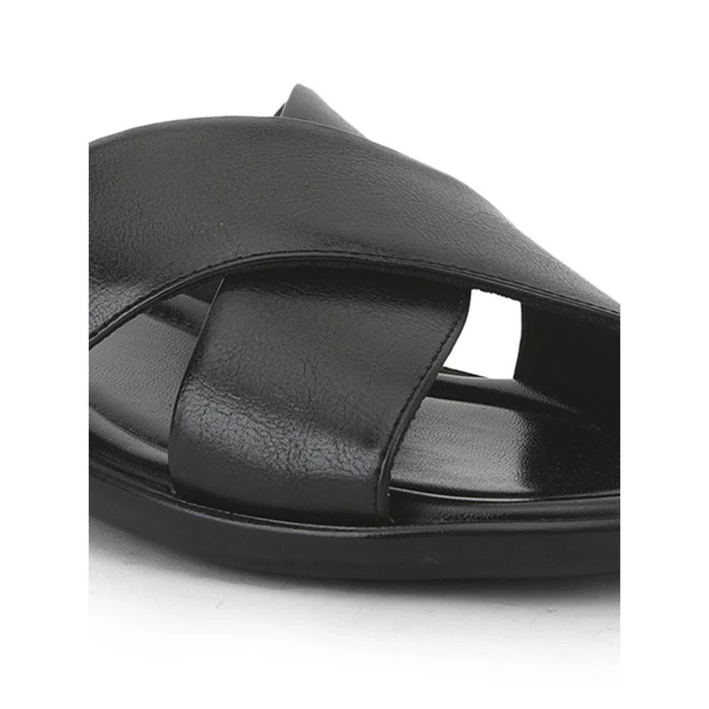 Coolers Black Casual Slippers For Men CROSS-1E By Liberty - Image 4
