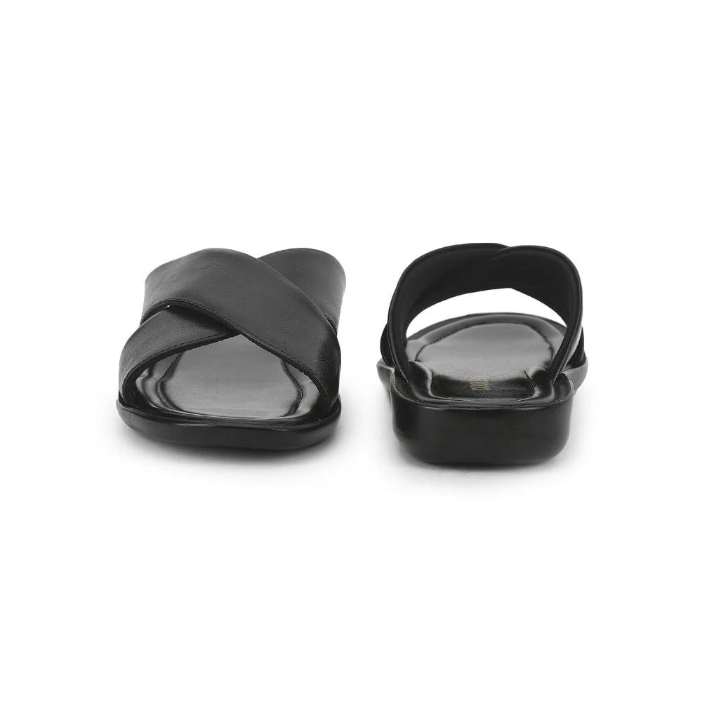 Coolers Black Casual Slippers For Men CROSS-1E By Liberty - Image 5