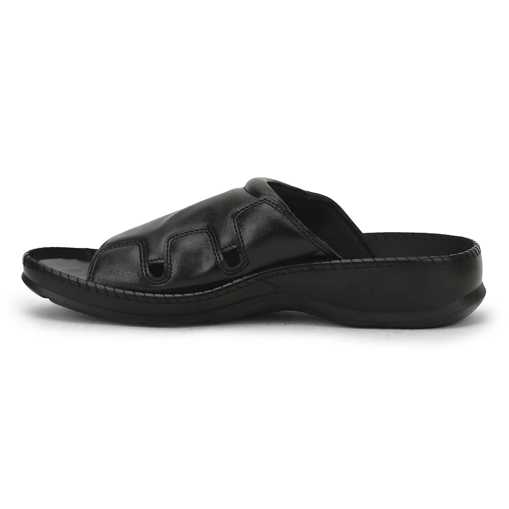 Coolers Black Casual Slippers For Men META-2 By Liberty - Image 3