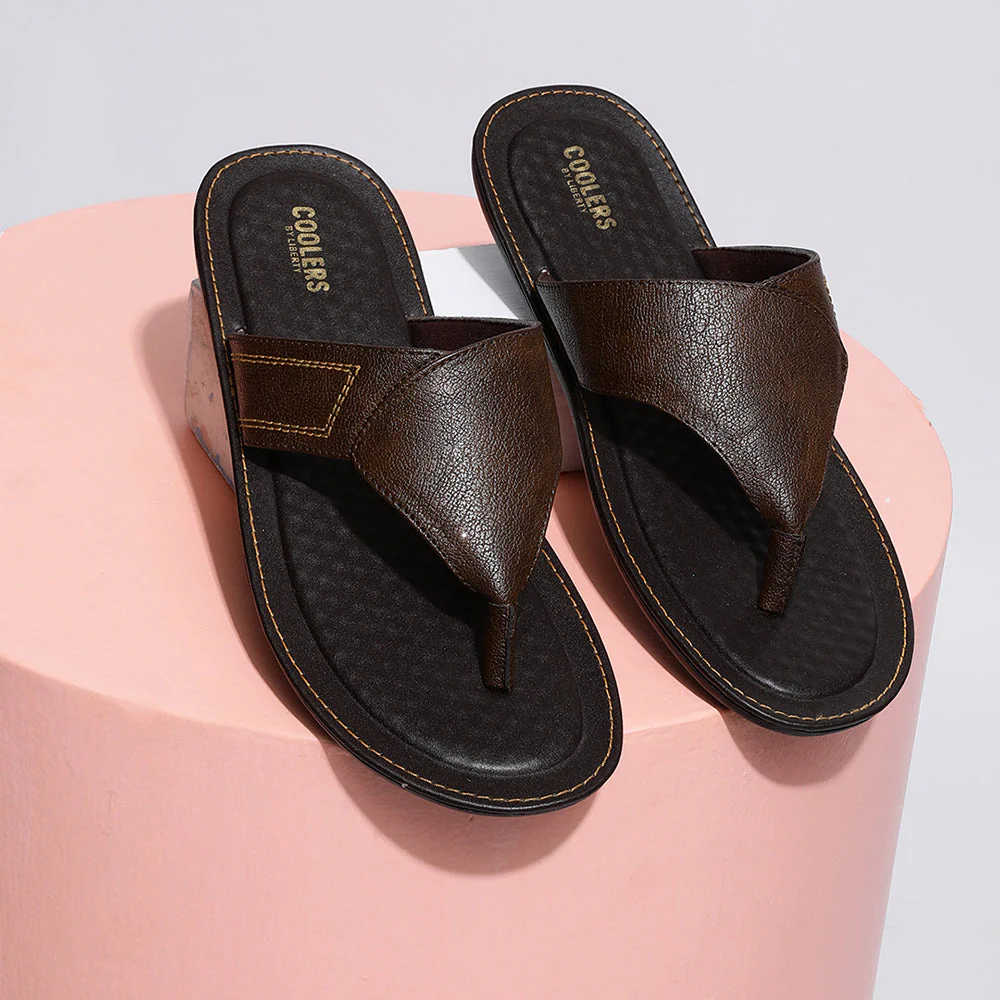 Coolers Casual Brown Slippers For Men AVN-15 By Liberty - Image 4