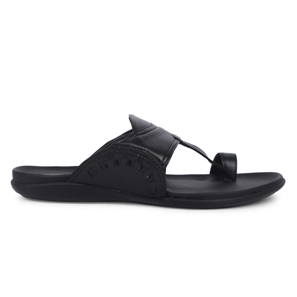 Coolers Casual Black Toe Ring Slippers For Men KENYA-2E By Liberty - Image 2