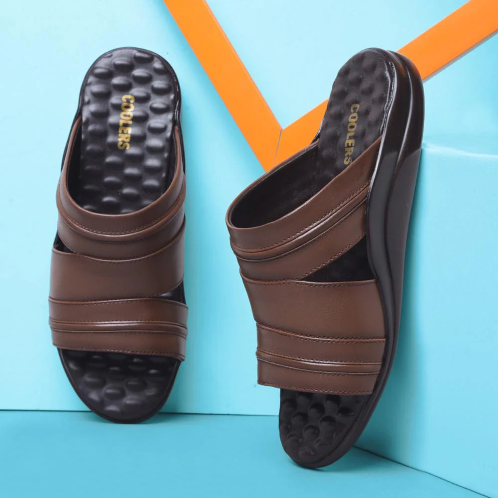 Coolers Tan Casual Slippers For Men 7193-901 By Liberty - Image 4