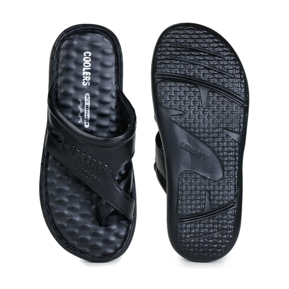 Coolers Casual Black Toe Ring Slippers For Men MONLIGHT-4 By Liberty - Image 4
