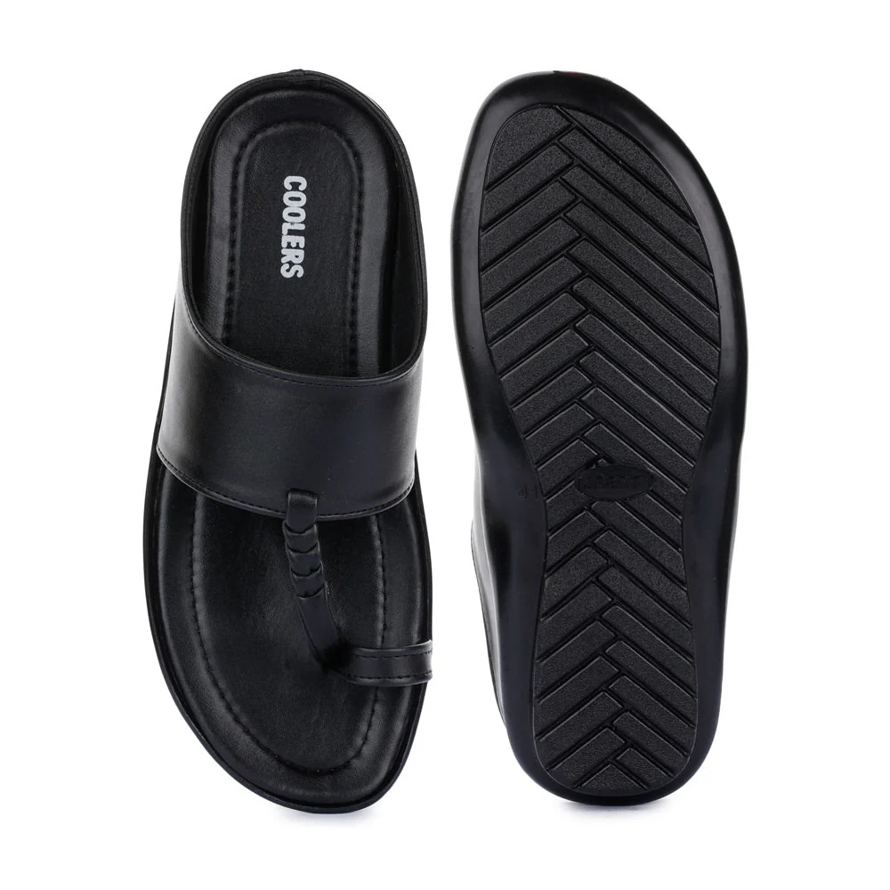 Coolers Casual Black Toe Ring Slippers For Men SRLE-159 By Liberty - Image 5