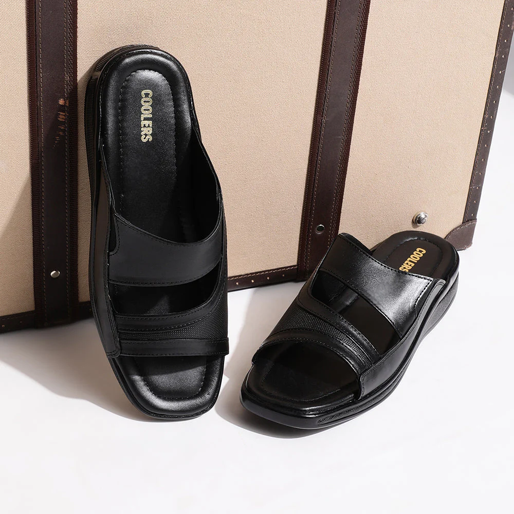 Coolers Casual Black Slippers For Men 2050-06 By Liberty - Image 3