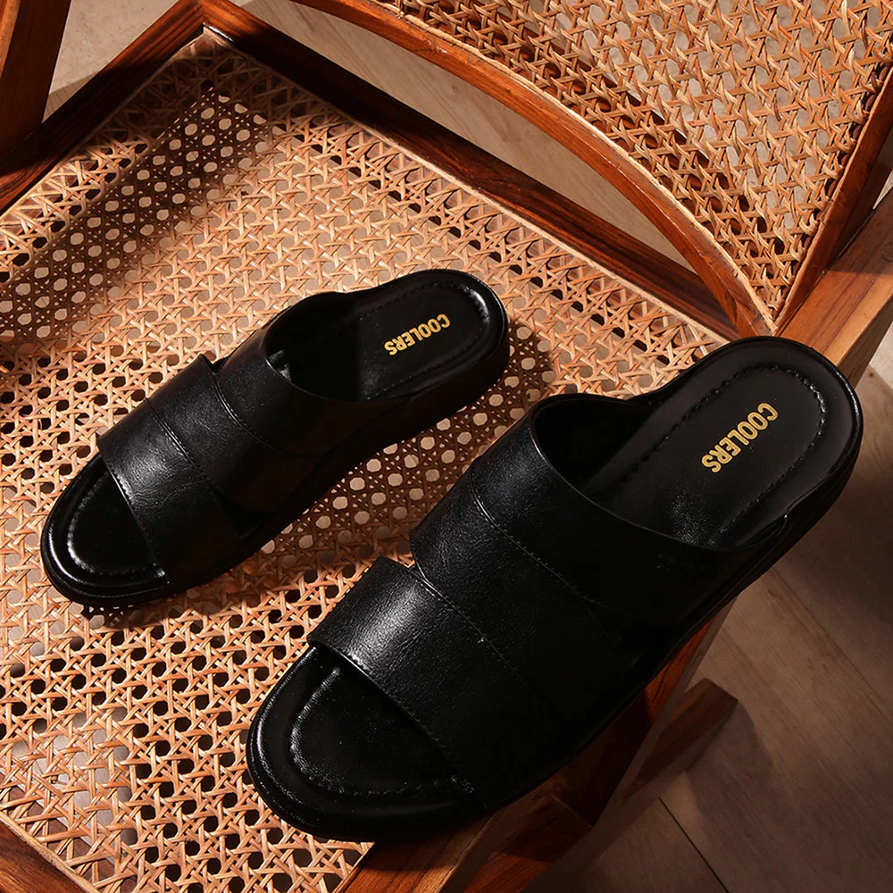 Coolers Casual (Black) Slippers For Men 7123-310 By Liberty - Image 3