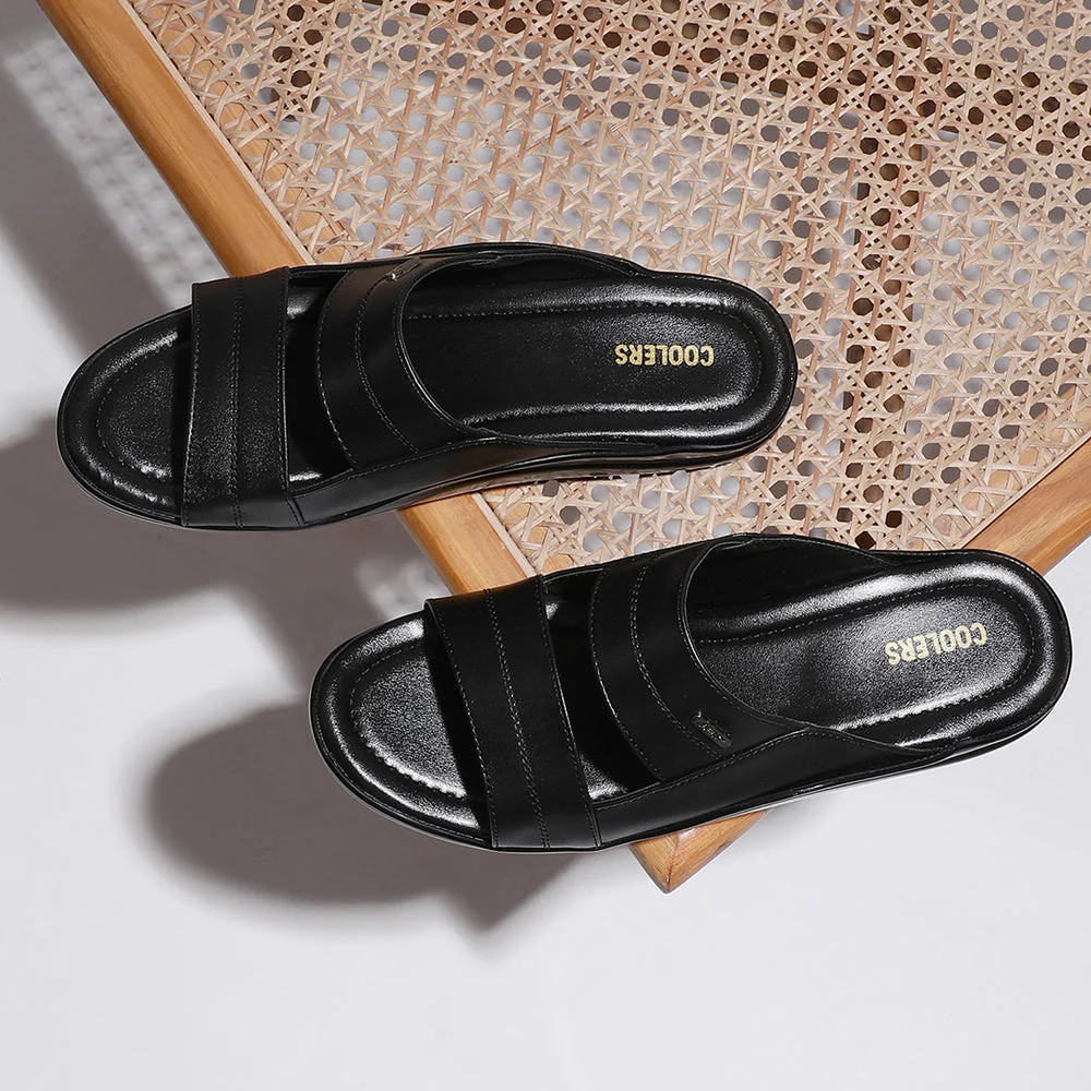 Coolers Casual Black Slippers For Men 7193-60 By Liberty - Image 4