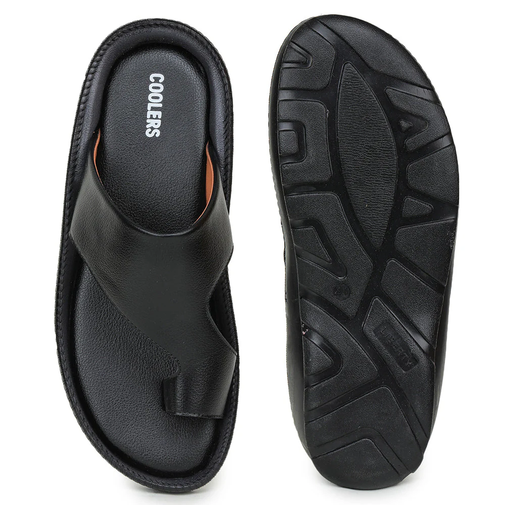 Coolers Casual Black Toe Ring Slippers For Men JPL-222 By Liberty - Image 6