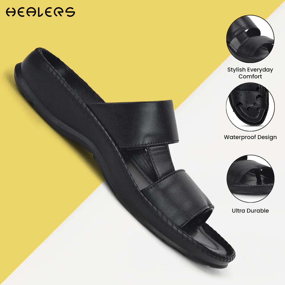 Coolers Casual Black Slippers For Men Stemer-12 By Liberty - Image 3
