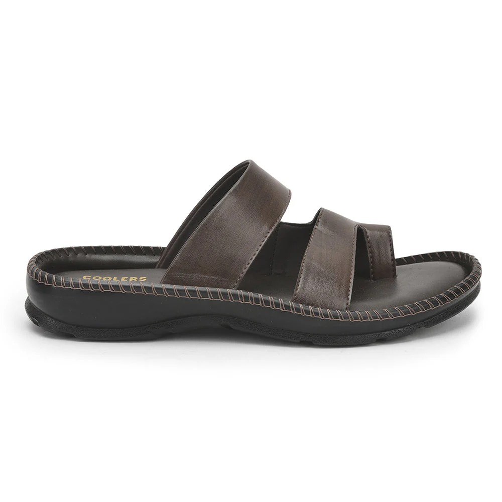 Coolers Casual Brown Toe Ring Slipper For Men VCL-12 By Liberty - Image 2