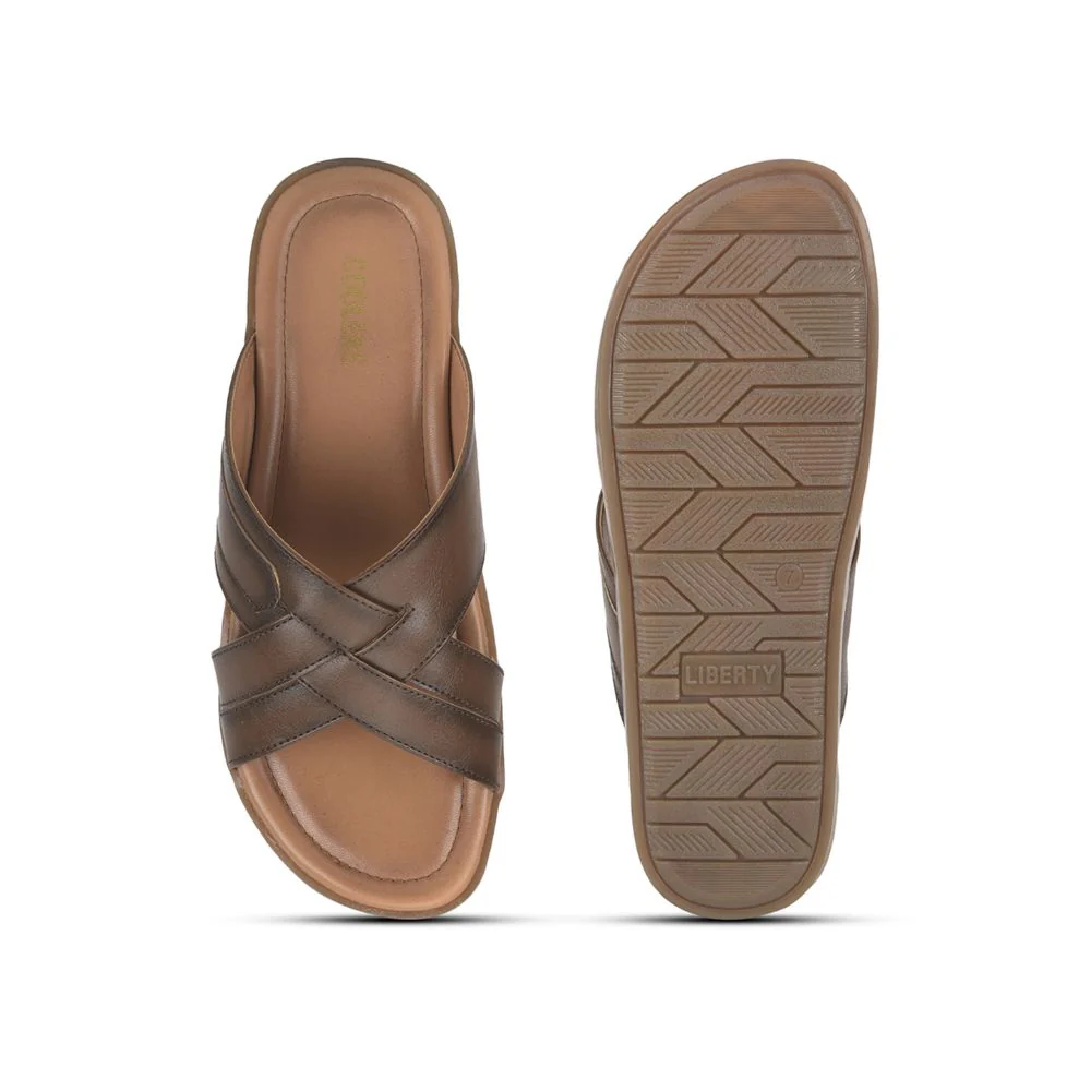 Coolers Casual Slippers For Men (Tan) SUBWAY-1E By Liberty - Image 4