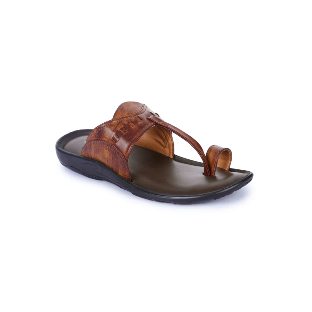 Coolers Casual Tan Toe Ring Slippers For Men A17-04 By Liberty