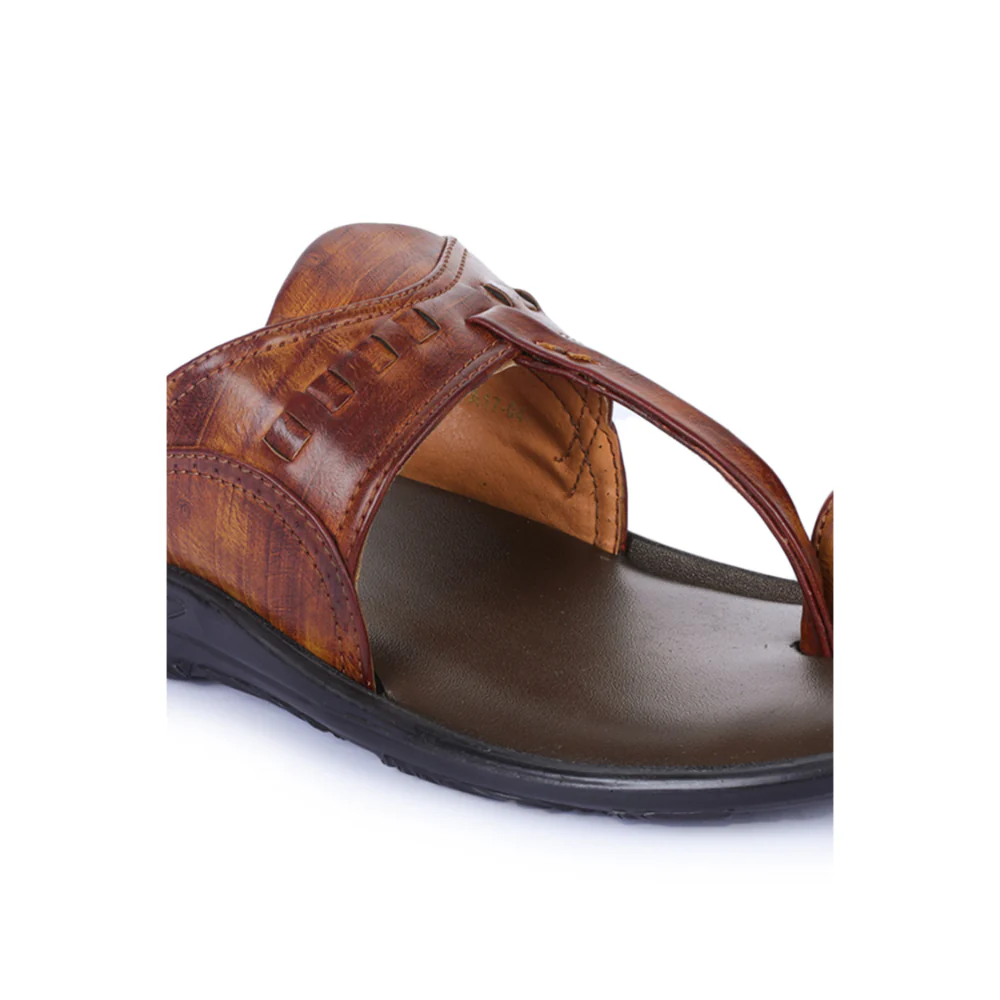 Coolers Casual Tan Toe Ring Slippers For Men A17-04 By Liberty - Image 5