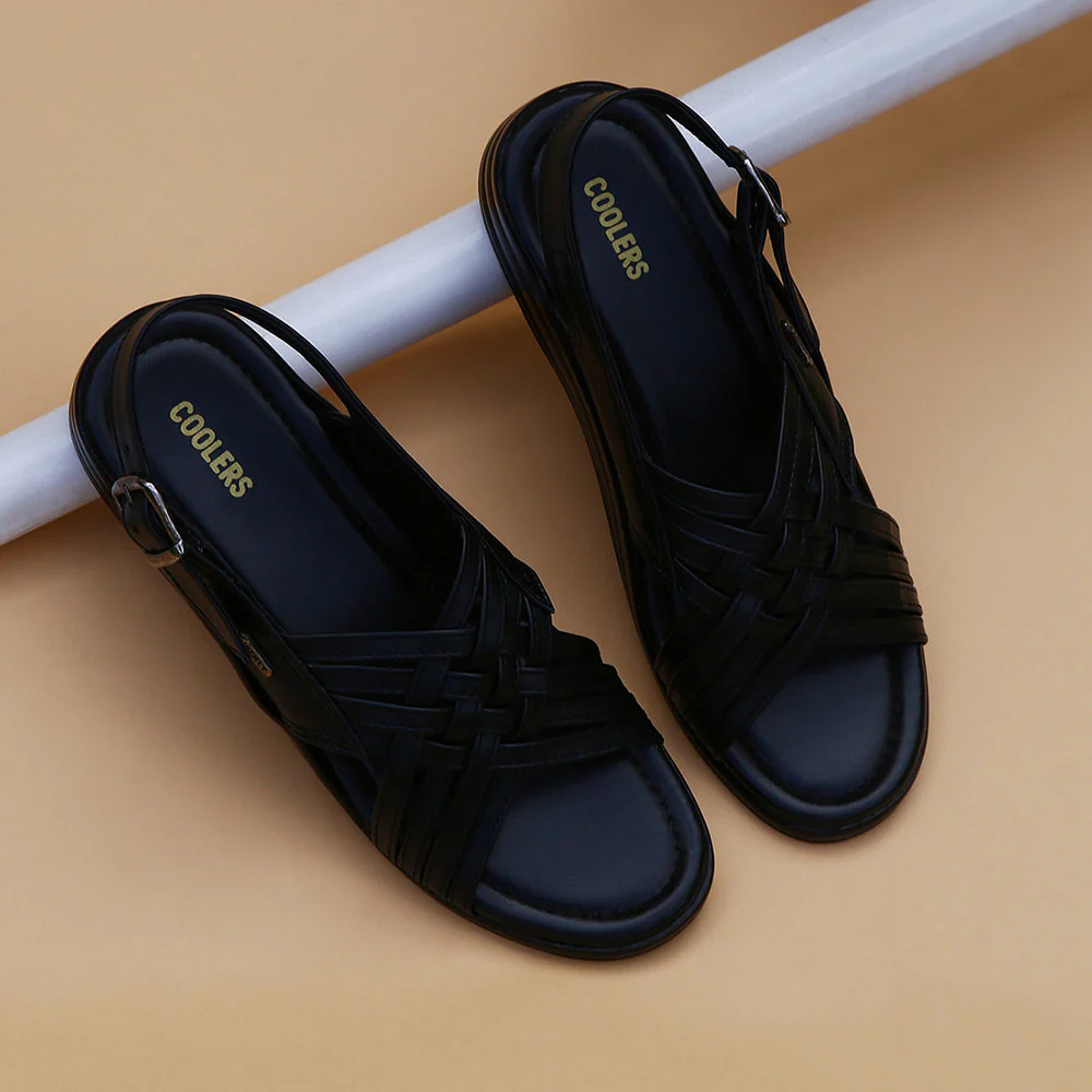 Coolers Formal (Black) Sandals For Men 7123-84 By Liberty - Image 4