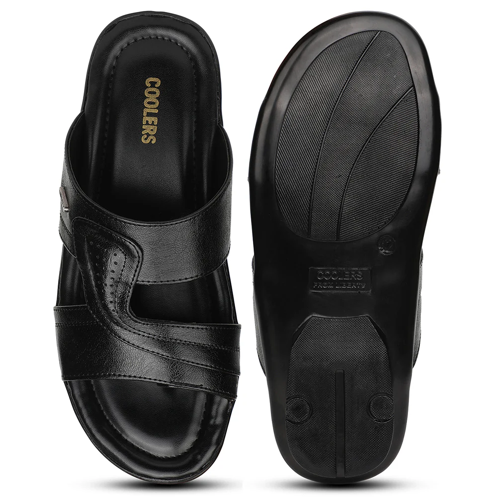 Coolers ORTIZ-20N Black Formal Slip on Slippers for Men by Liberty - Image 4