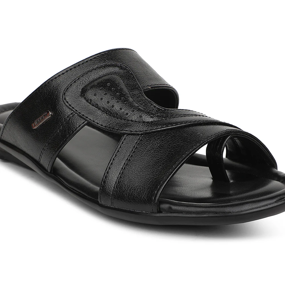 Coolers ORTIZ-20N Black Formal Slip on Slippers for Men by Liberty - Image 5