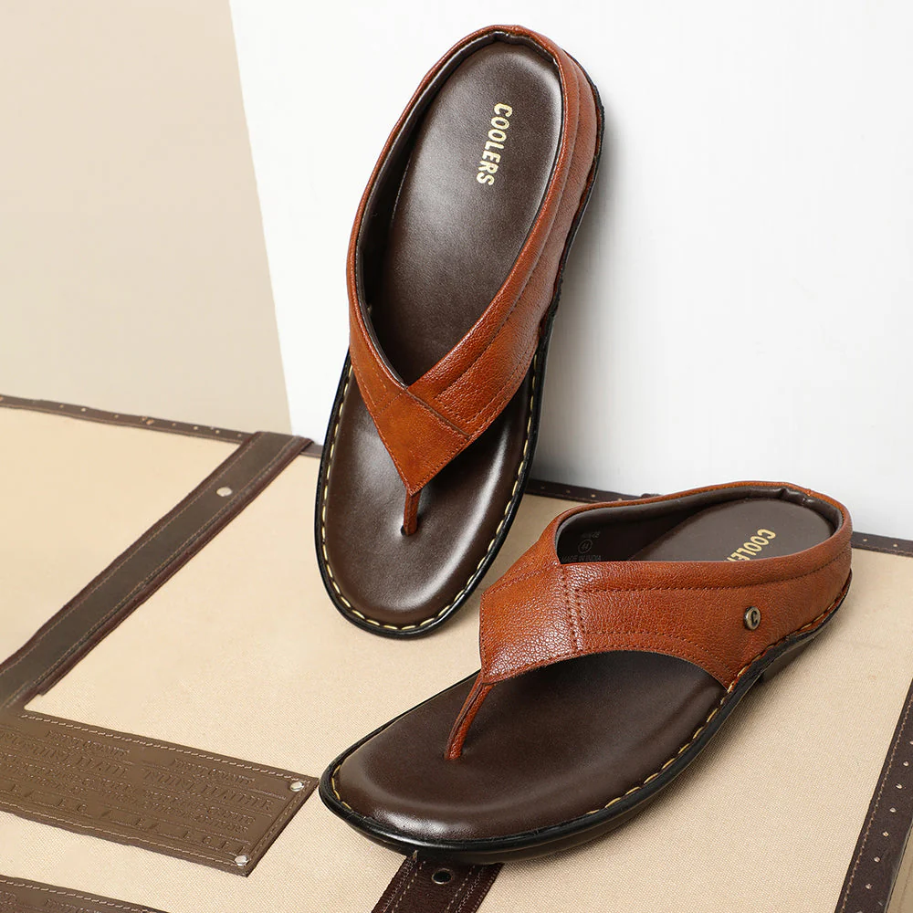 Coolers Tan Casual Slippers For Men AVN-08 By Liberty - Image 4