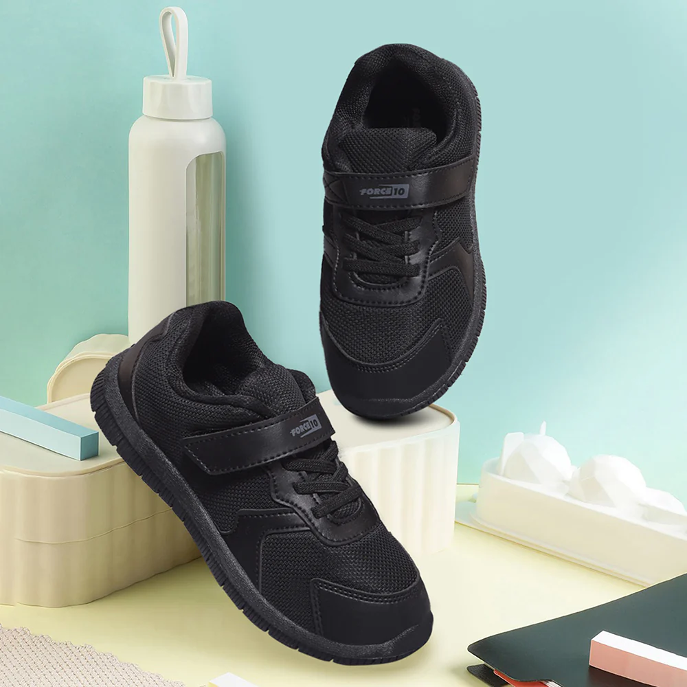 Force 10 Black Non-Lacing Uniform School Shoes For Kids TIGER By Liberty - Image 4