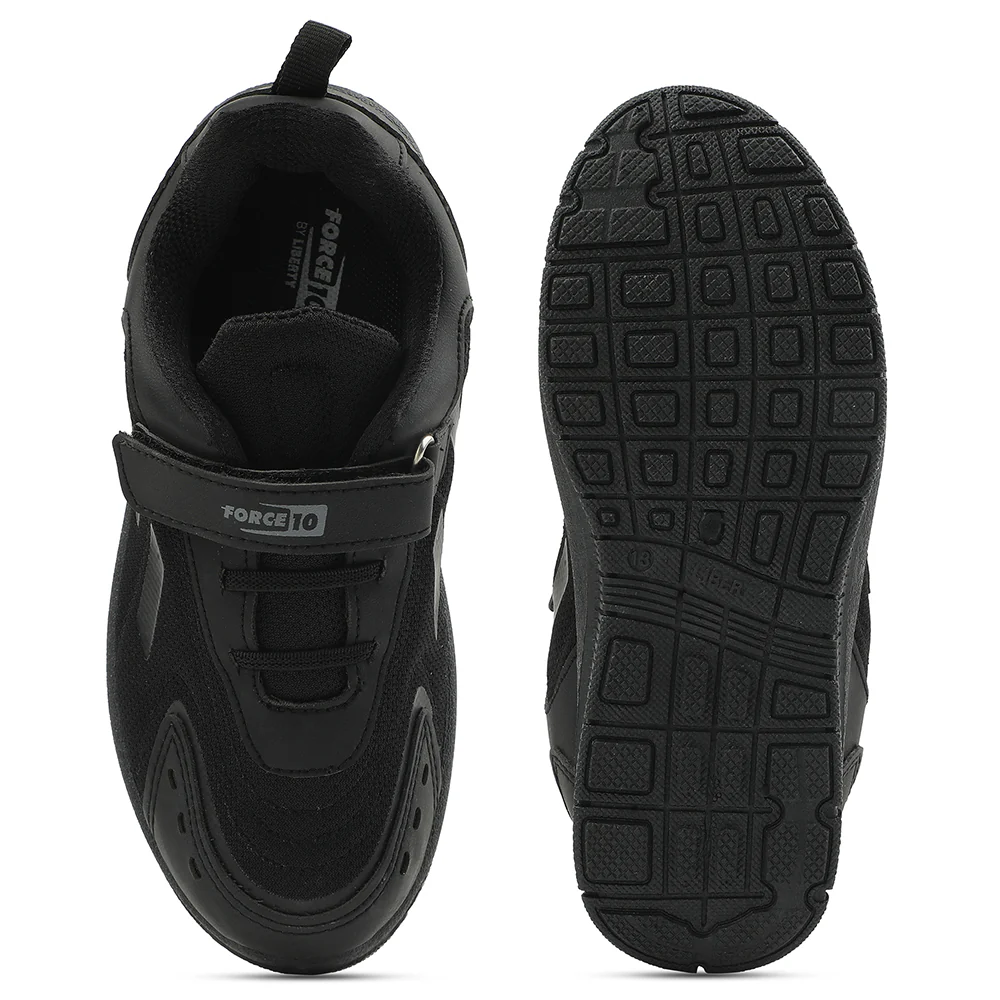 Force 10 Black Non Lacing Uniform School Shoes For Kids TRIVSKO-3E By Liberty - Image 7