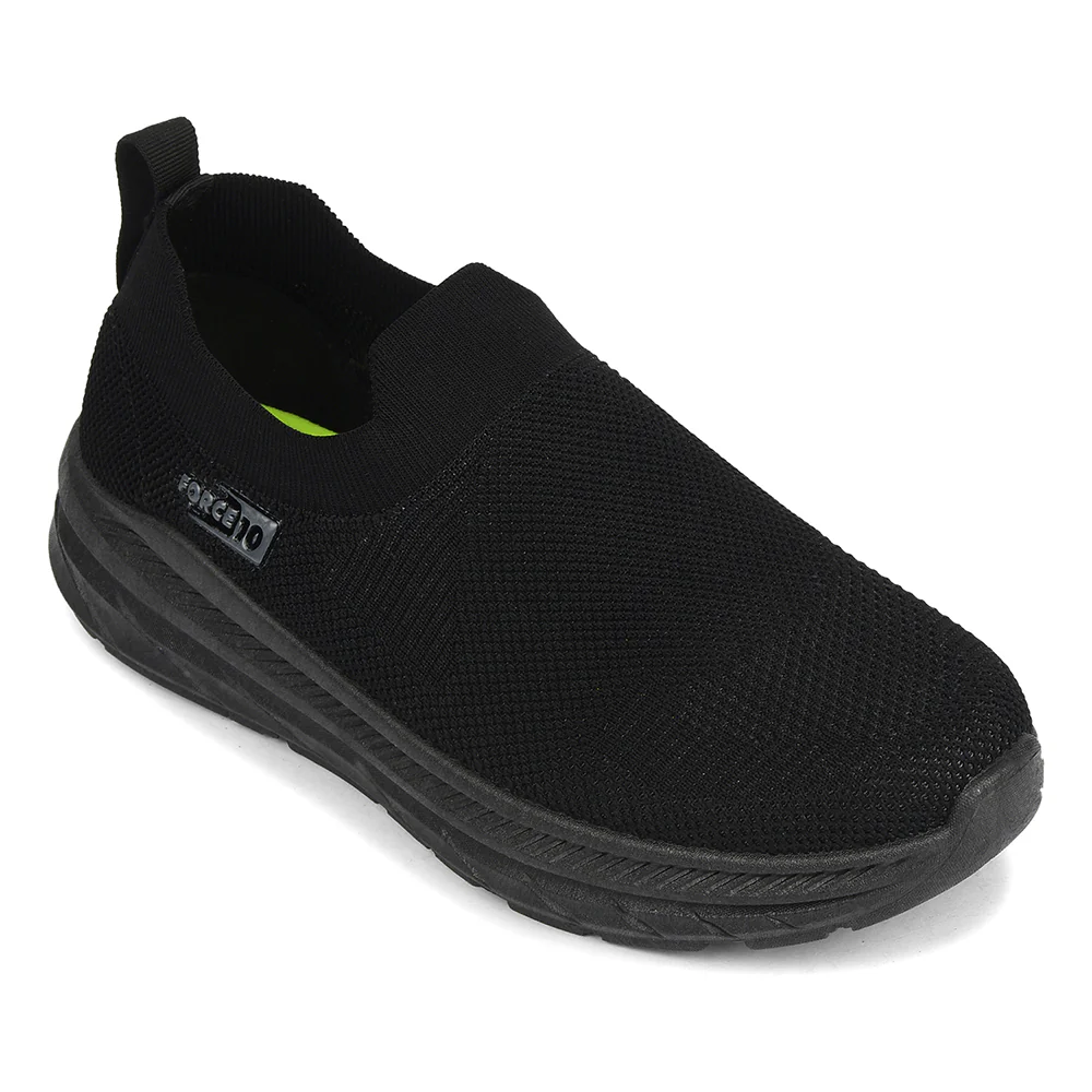 Force 10 Black Sports Non Lacing Walking Shoes For Men MATCHER-7E By Liberty