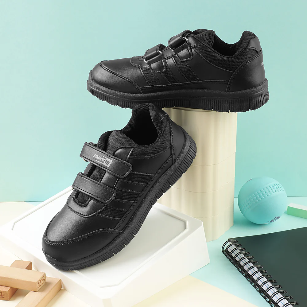 Force 10 Black Uniform Velcro School Shoe For Kids GOLA-03 By Liberty - Image 4