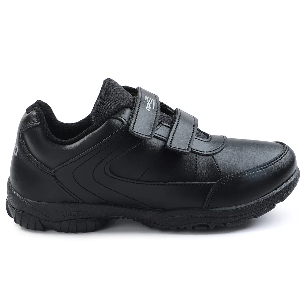Force 10 Black Velcro Uniform School Shoes For Kids SCHZONE-DV By Liberty - Image 2